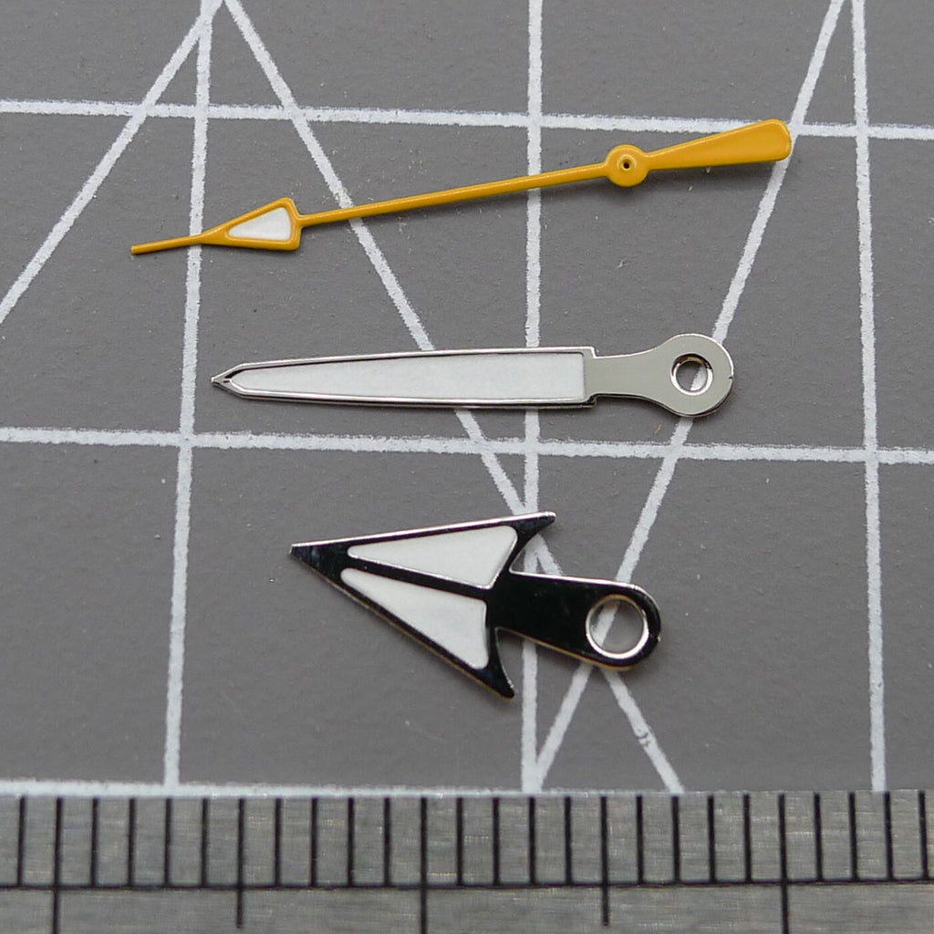 Green Luminous Silver Trim 15mm Yellow Second Watch Hands for Miyota NH35/NH36