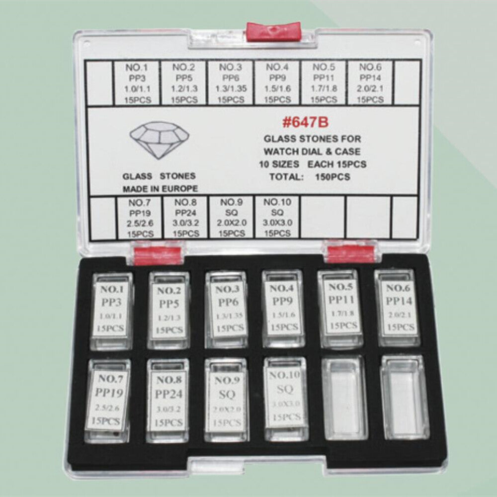 150pcs/set Artificial Glass Stones for Watch Dial Watch Case 10 Sizes Watch Part