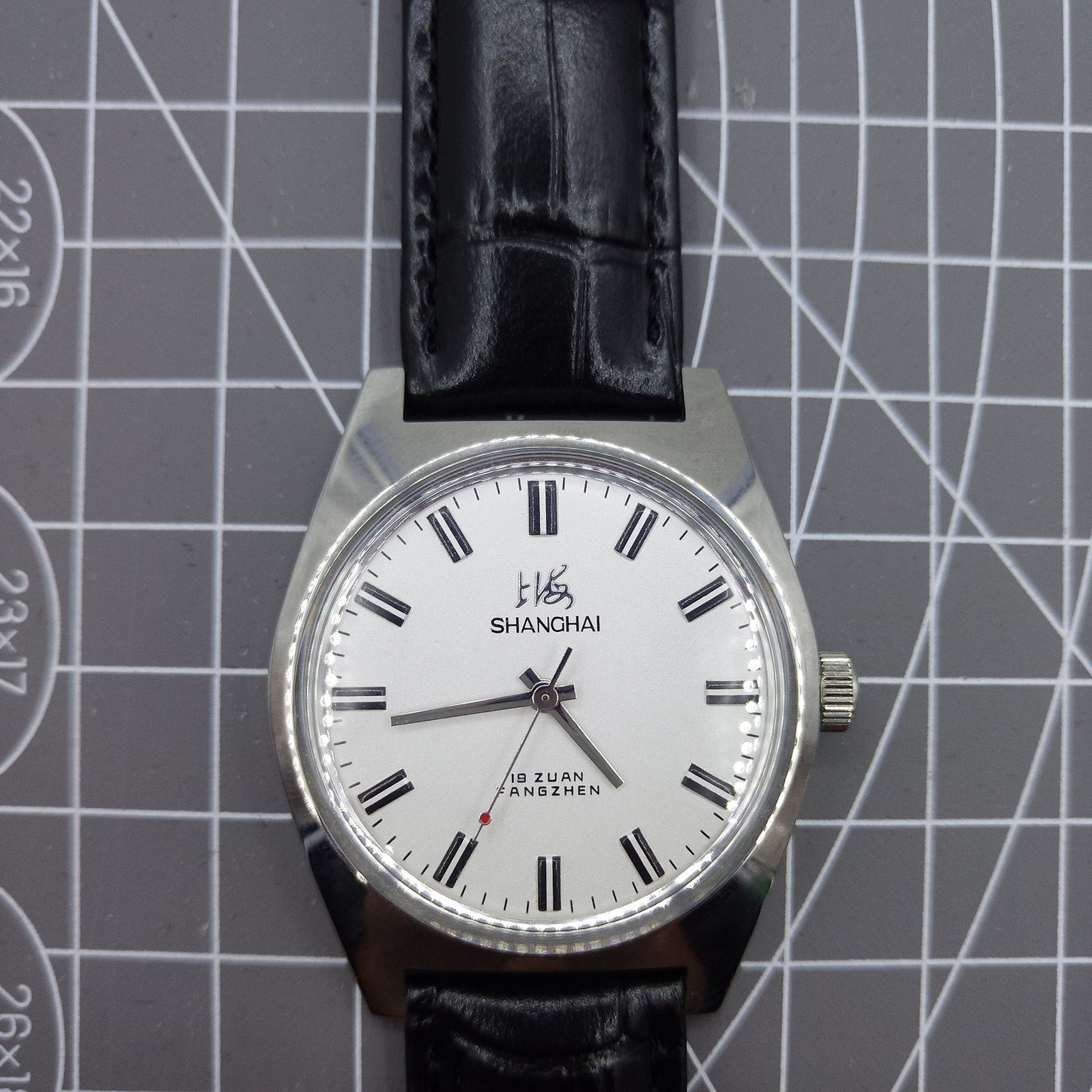 38mm Shanghai Factory Made Manual Mechanical Watch White Dial 3 Hands 19 Jews