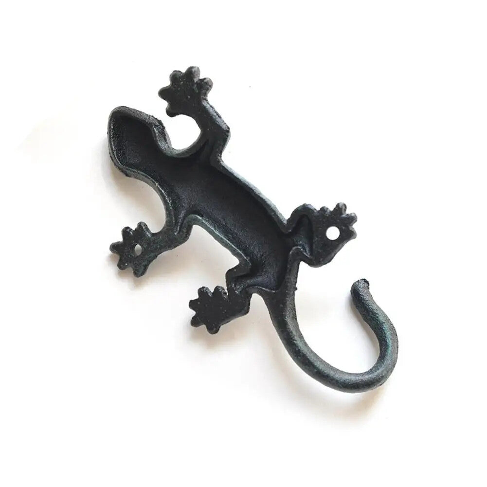 Vintage Cast Iron Wall Hook Gecko Shaped Cloth Garden Hook Cabinet Knobs