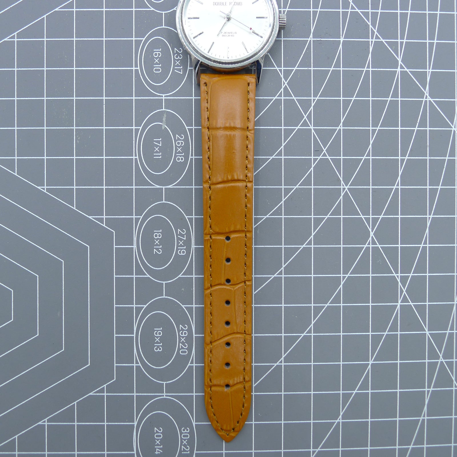36mm Beijing Double Rhomb Manual Mechanical Watch Silver Case Silver Nail