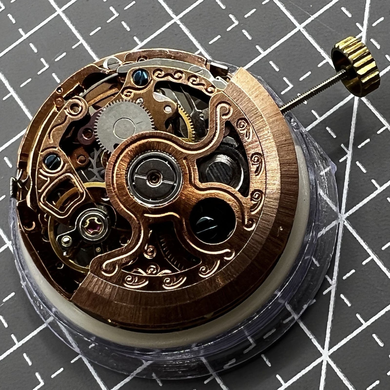 Hollow Rose Golden Mechanical Movement 4 Eye 3/6/9/12 7 Hands
