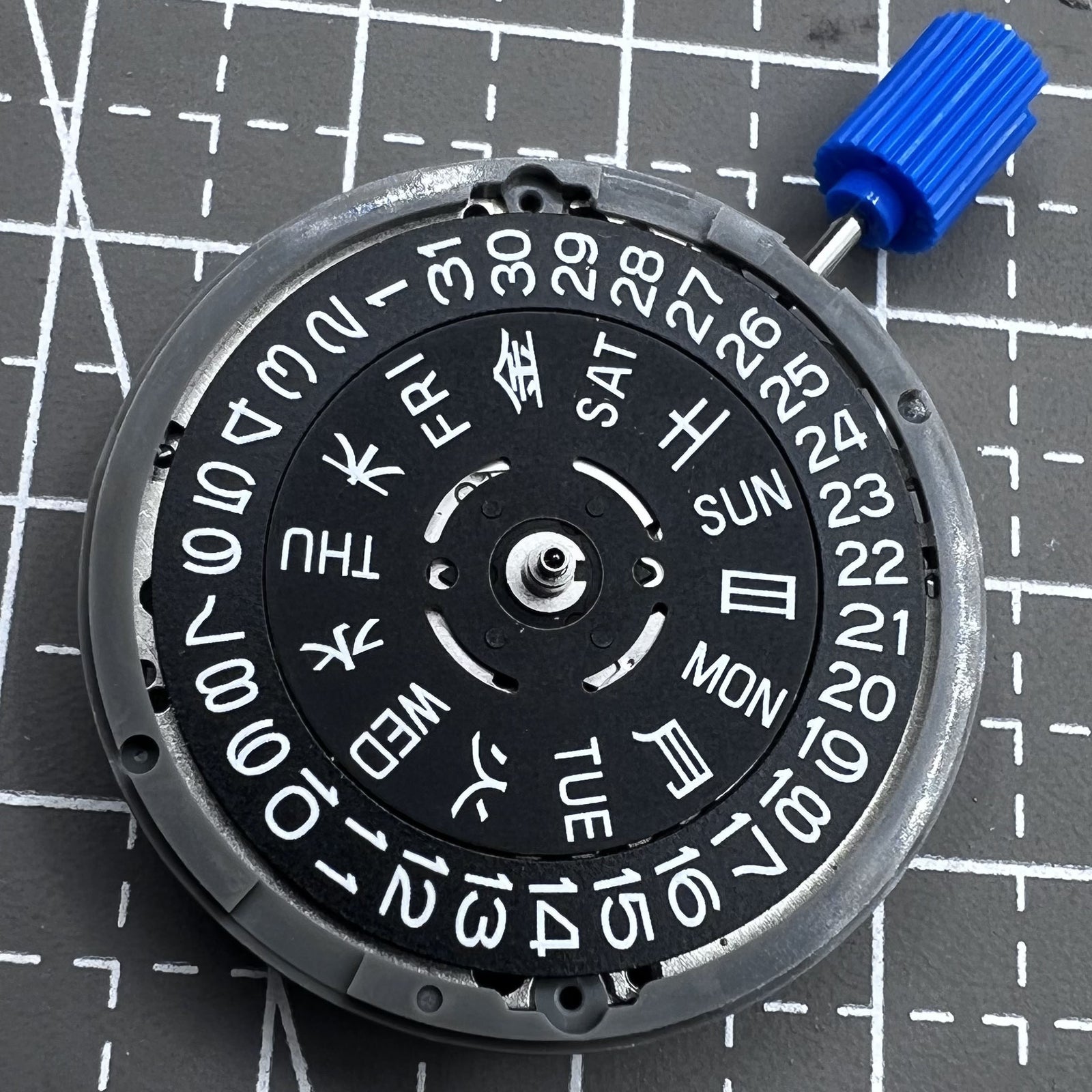 Seiko NH36A Black Automatic Mechanical Movement Green Lume 3.8 Crown Position