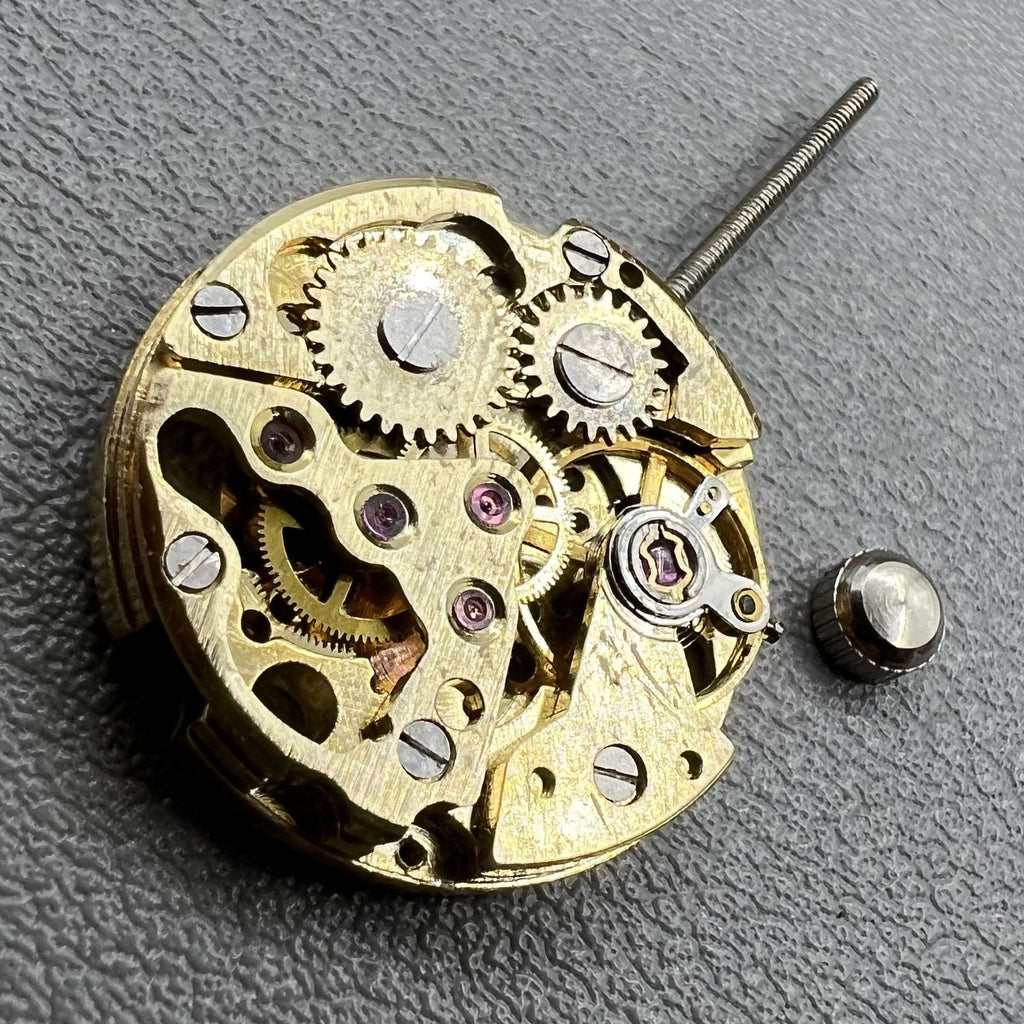 2 PIECES 17.2mm Hollow Golden Mechanical Movement Watch Practice/Cufflink Part