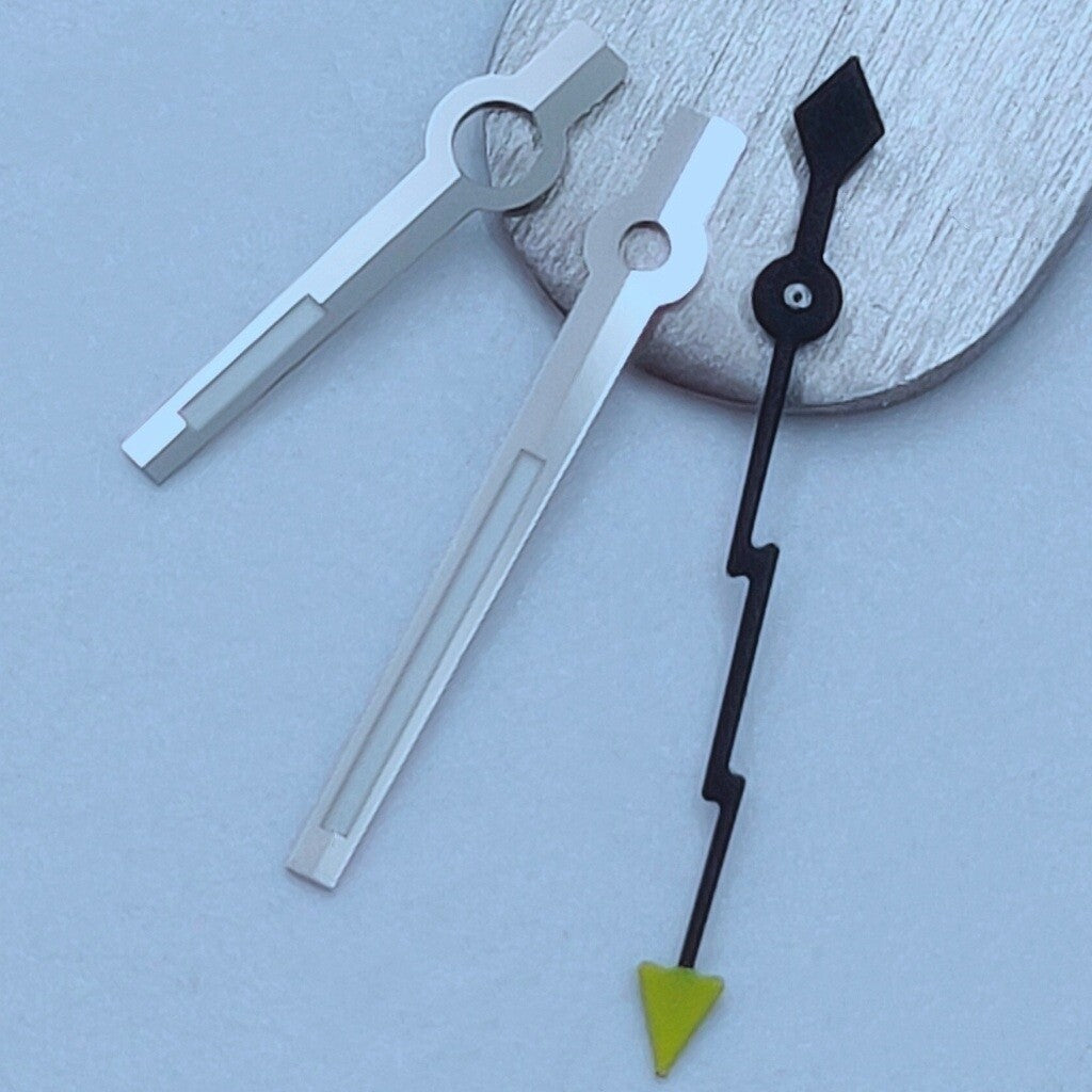 Silver Trim Black Lightning Second Hand Yellow Pointed Watch Hands for NH35/36