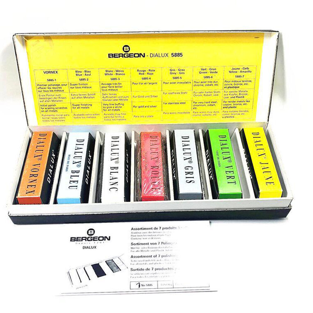 Bergeon 5885 DIALUX Rouge Polish Brossage Assortment of 7 Polishing Products