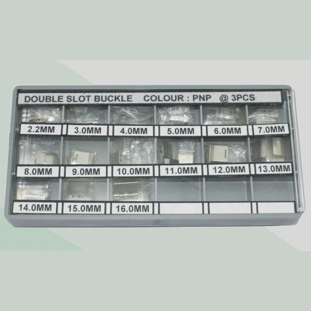 Silver Double Slot Clip Buckle for Metal Watch Bands Size:2.2mm~16mm 45PCS/Box