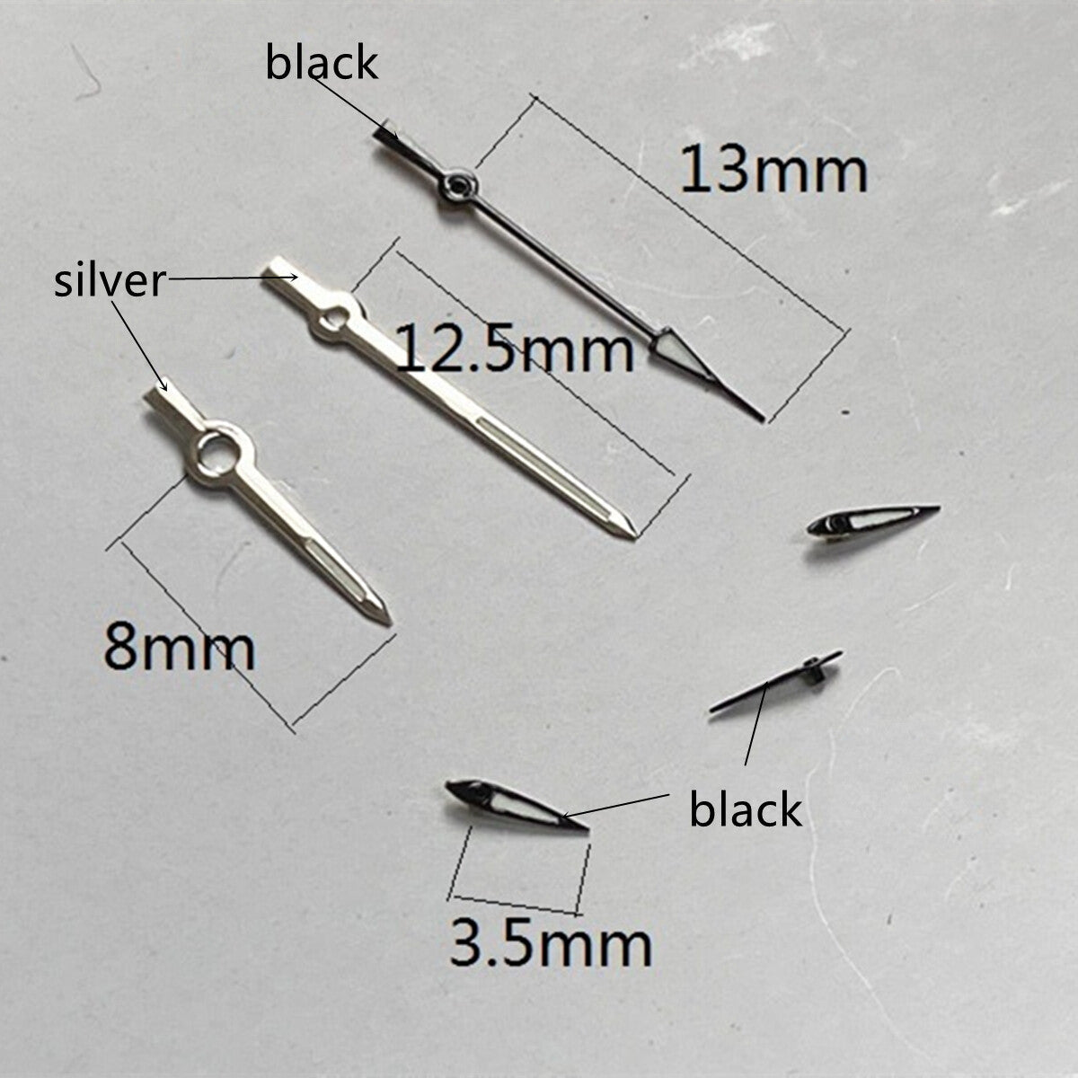2 Sets Silver Black Trim Lume Hands for Miyota OS10 OS20 OS22 OS60 OS80 OS11