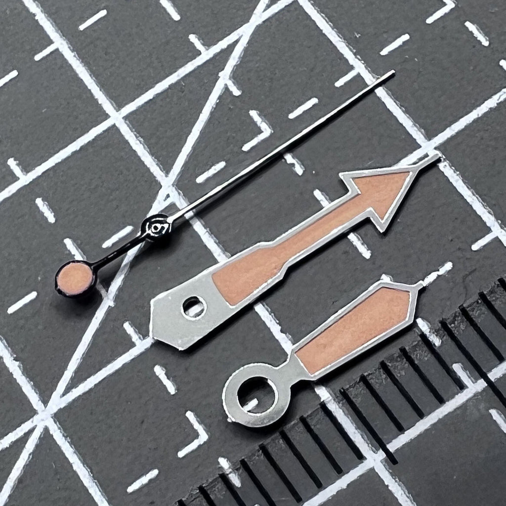 2 Sets 12.5mm Silver Trim Orange Painted Green Lume Hands for NH35 NH36 7S26