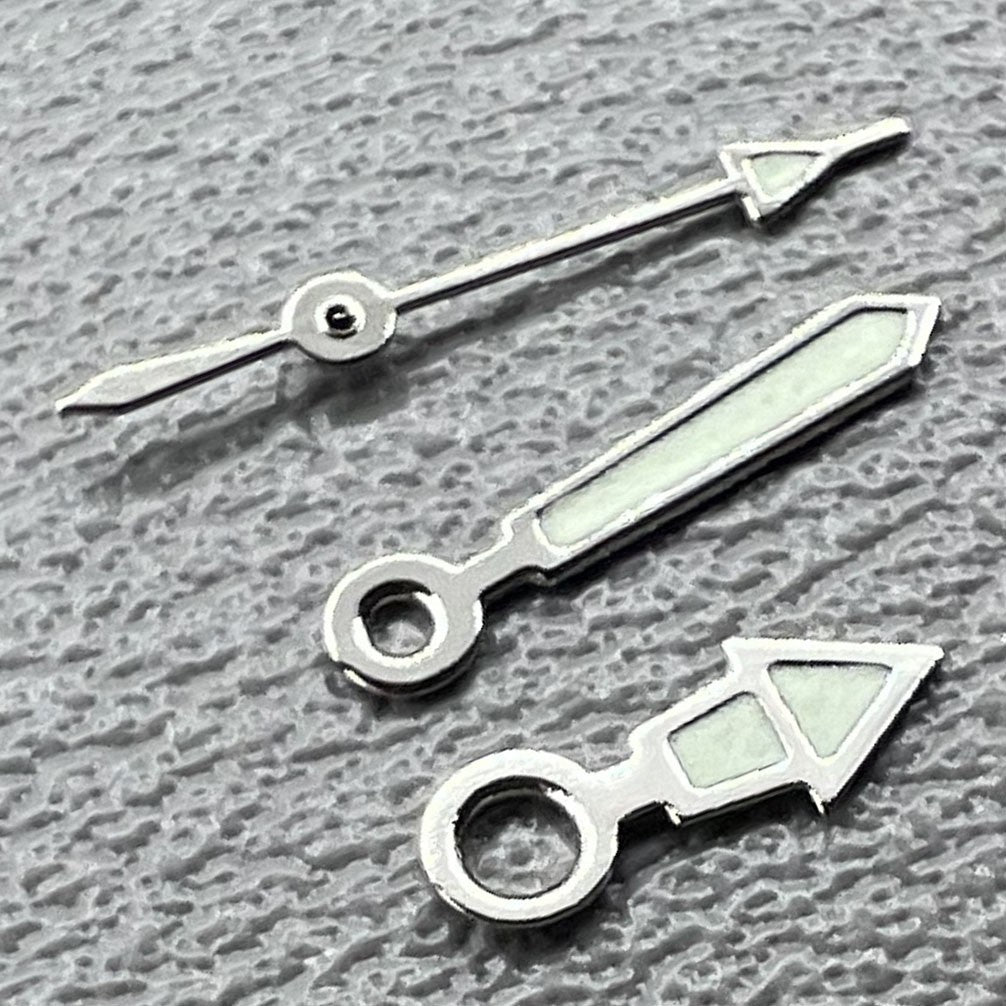 2 Sets/Pack Luminous Silver Trim Watch Hands Set for Miyota 2035 Movement #1523