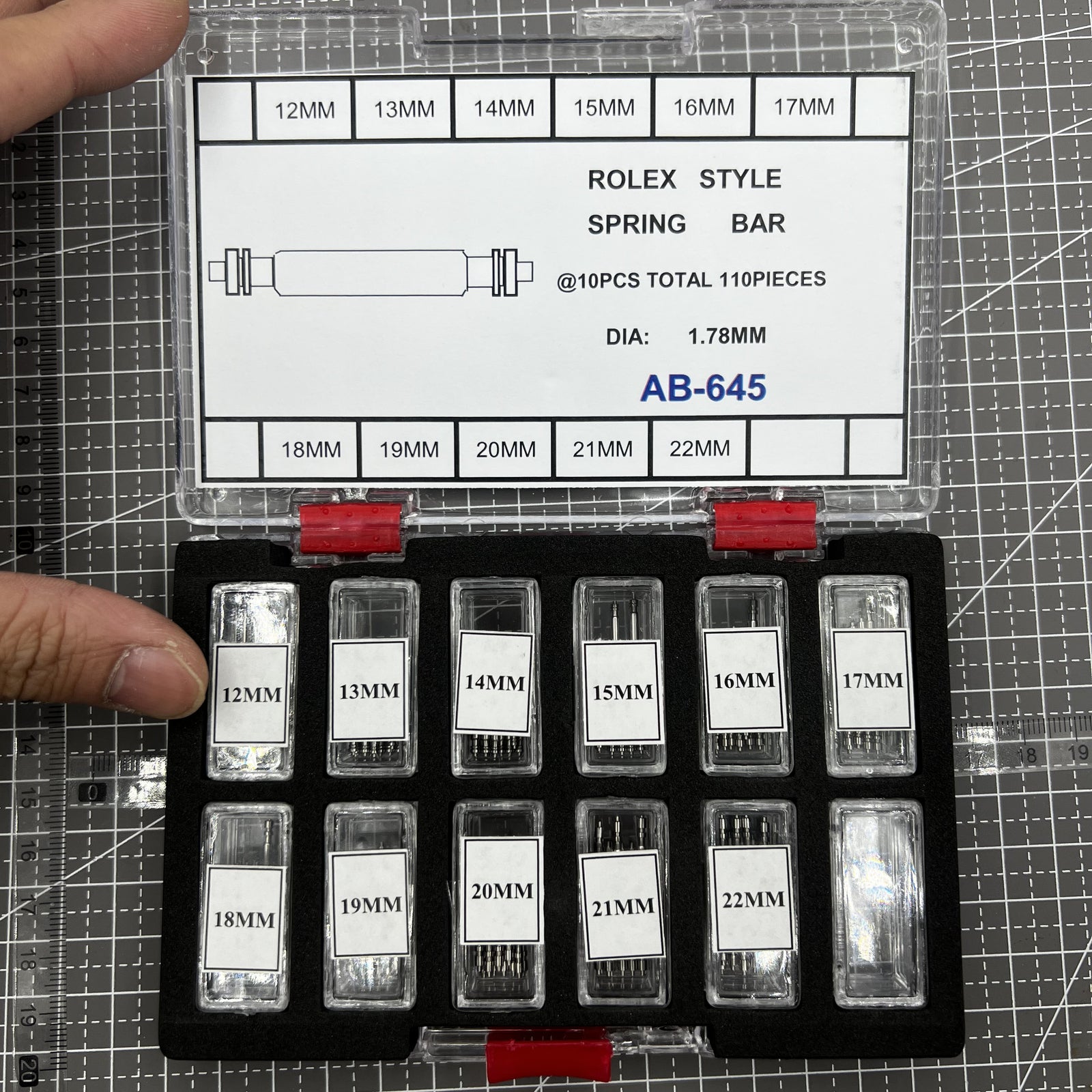 110 PIECES Dia 1.78mm RLX Style Spring Bar Assortment Watch Repair Kit Tool