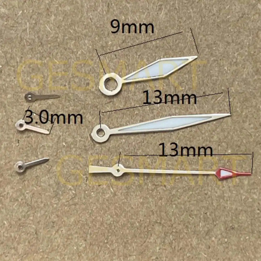 2 Sets/Pack 13mm Diamond Shape Silver Trim Lume Hands for Miyota JS15 Movement