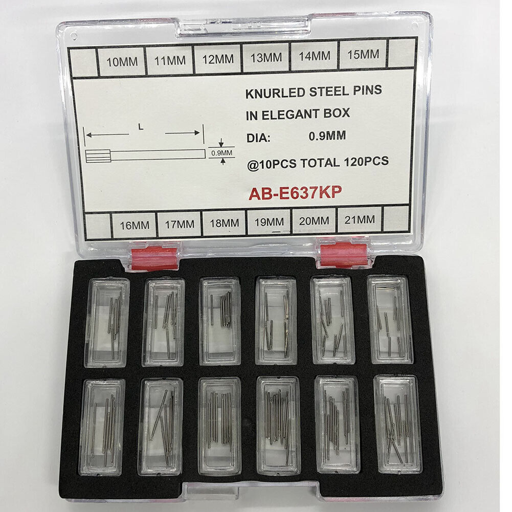 Knurled Steel Pins In Elegant Box Size From 10~21mm Dia: 0.9mm 120PCS/Box