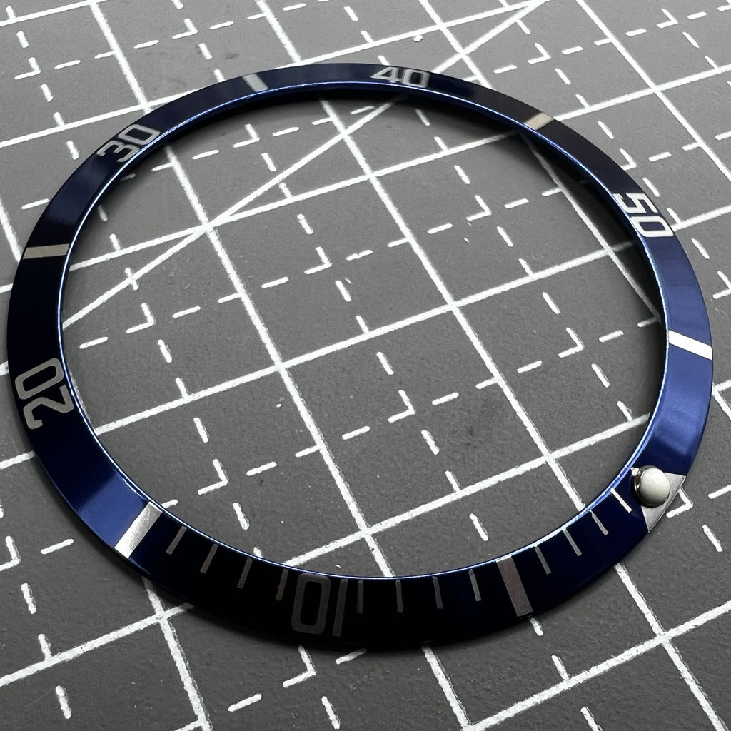 36.5*30.8mm Vintage Aluminum Alloy Slope Green Luminous Dark Blue Watch Bezel