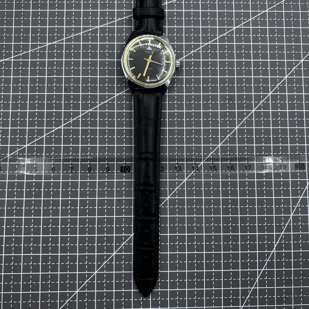 32mm Black Strap Taihang Manual Mechanical Watch 17 Jews Black Dial Golden Nail