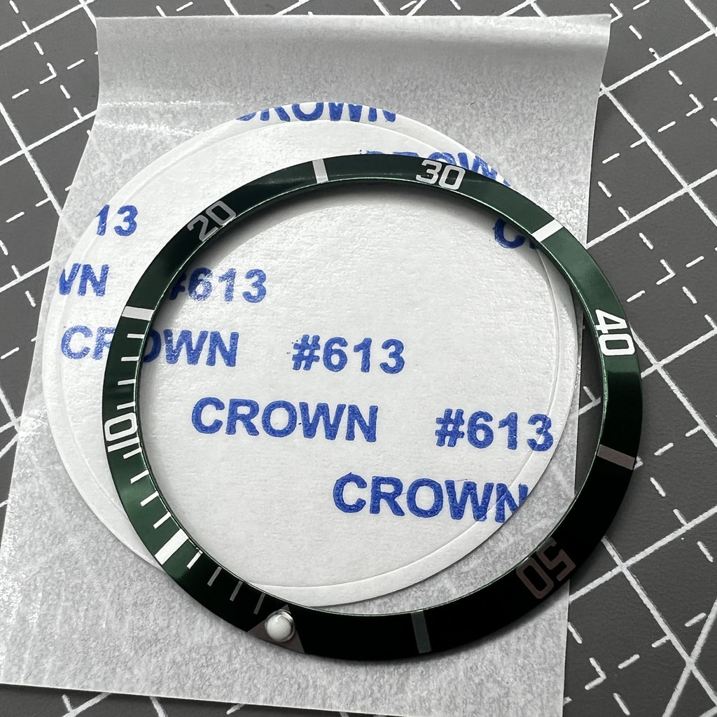 36.5*30.8mm Vintage Aluminum Alloy Slope Green Luminous Green Watch Bezel