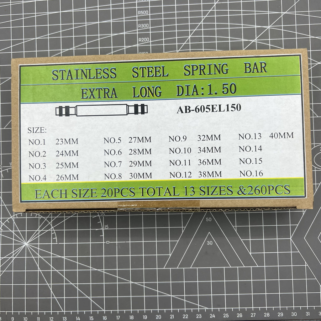 AB-605EL150 Set of 260PCS Stainless Steel Extra Long Spring Bar 1.5mm Diameter