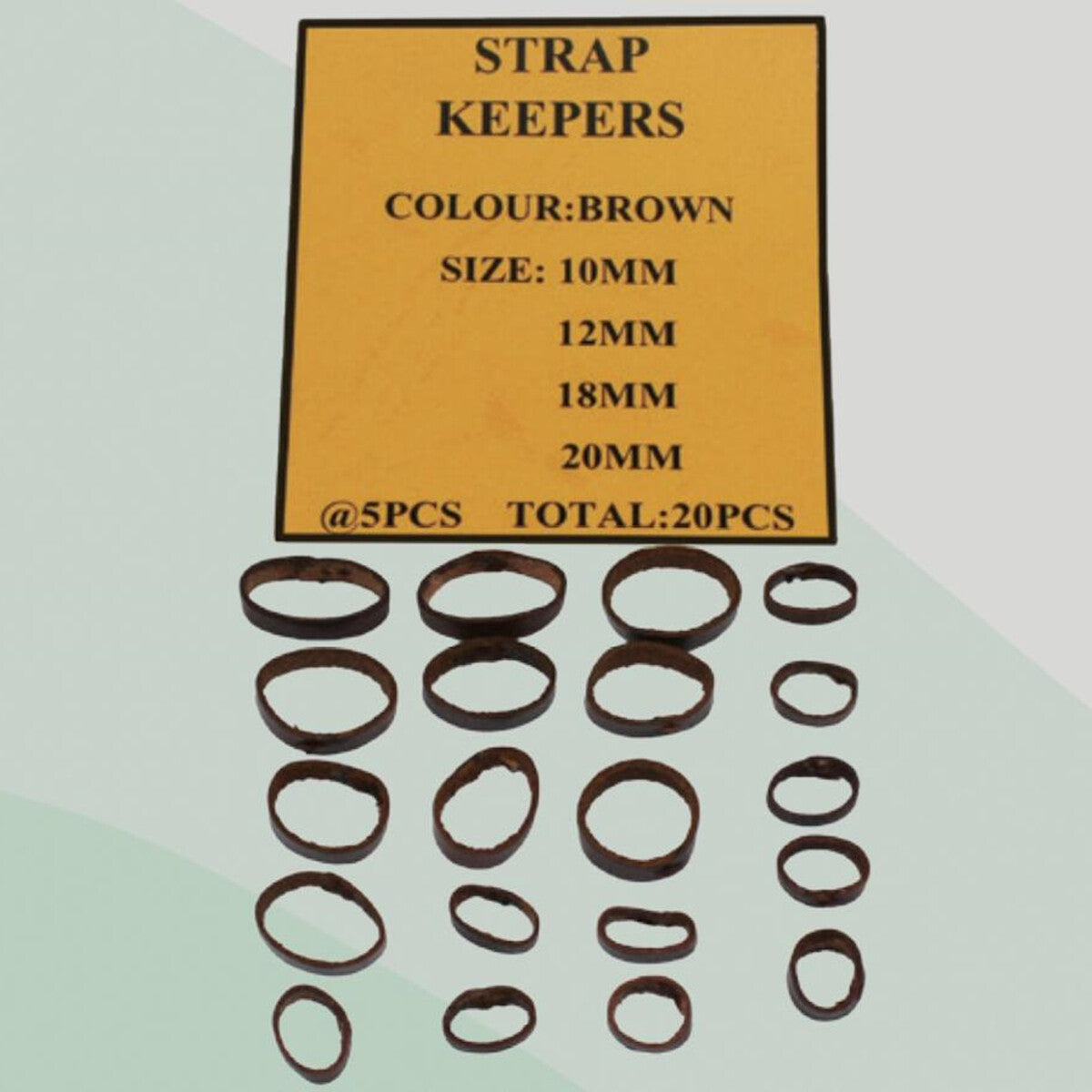 20pcs 4 Sizes 10-20mm Brown Watch Leather Strap Keepers Watch Parts