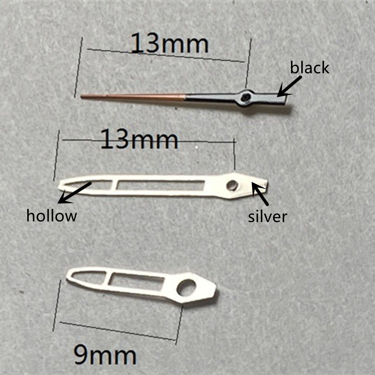 13mm Silver Trim Hollow Arrow Watch Hands for Miyota 2315 2035 2036 2115 2305