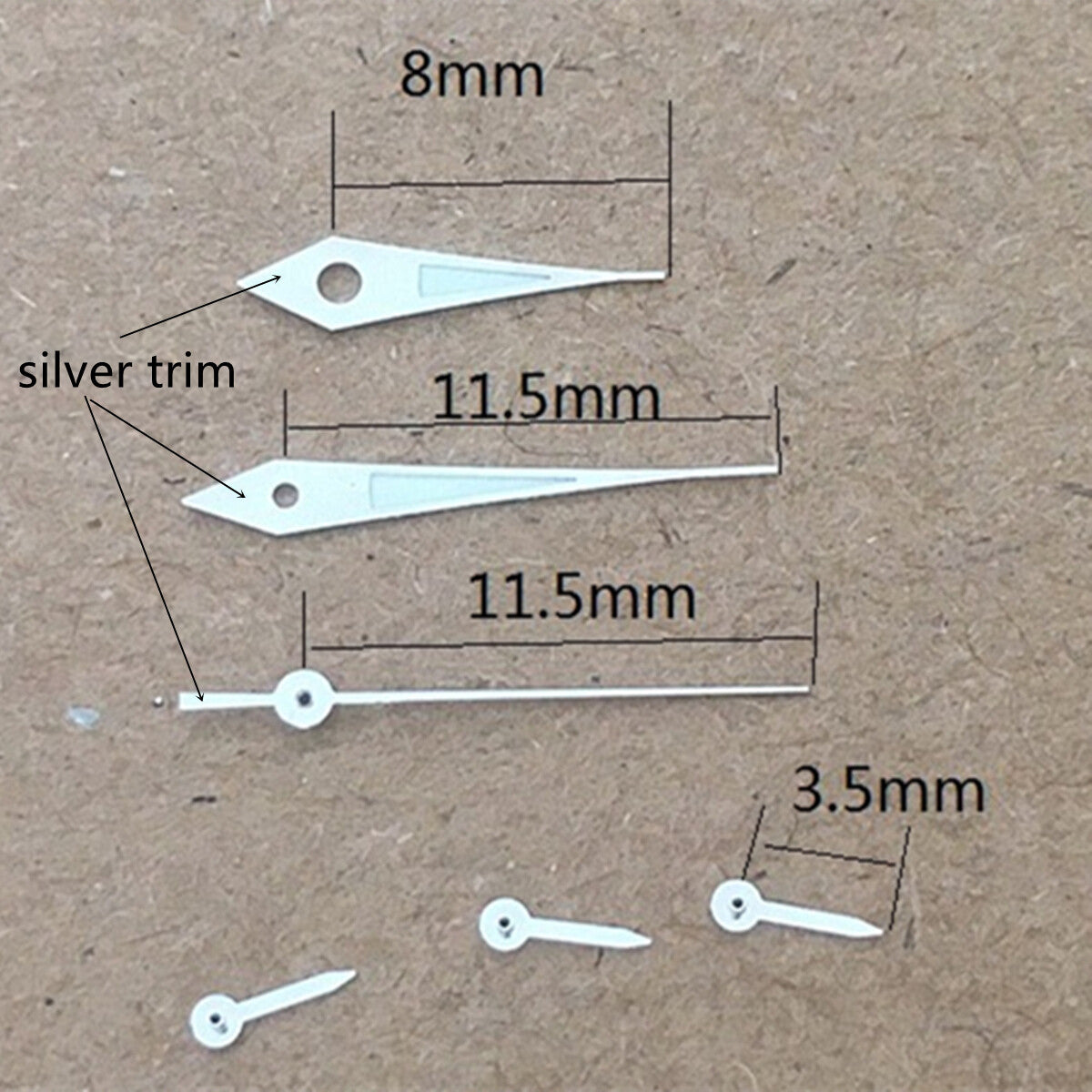 11.5mm Silver Trim Green Lume Watch Hand for Epson VX3J VX9J VX7J VX3N VX9N VX42