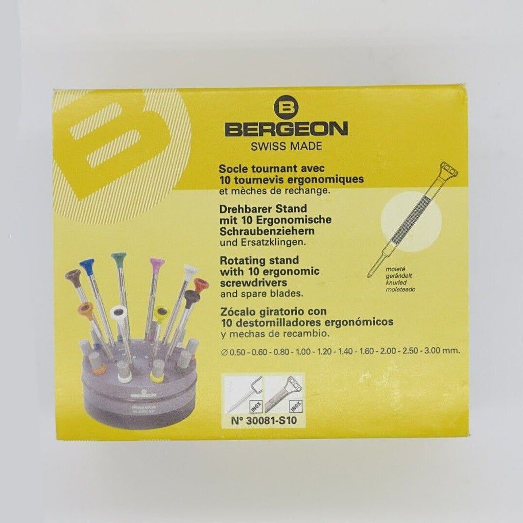 Bergeon 30081-S10 10 Ergonomic Watchmakers Screwdrivers Set With Rotating Stand