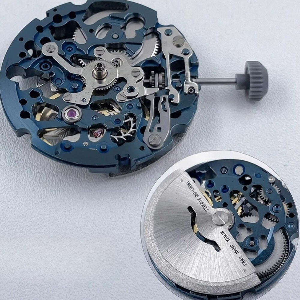 Genuine Miyota 8N24 Blue Hollow Automatic Mechanical Movement