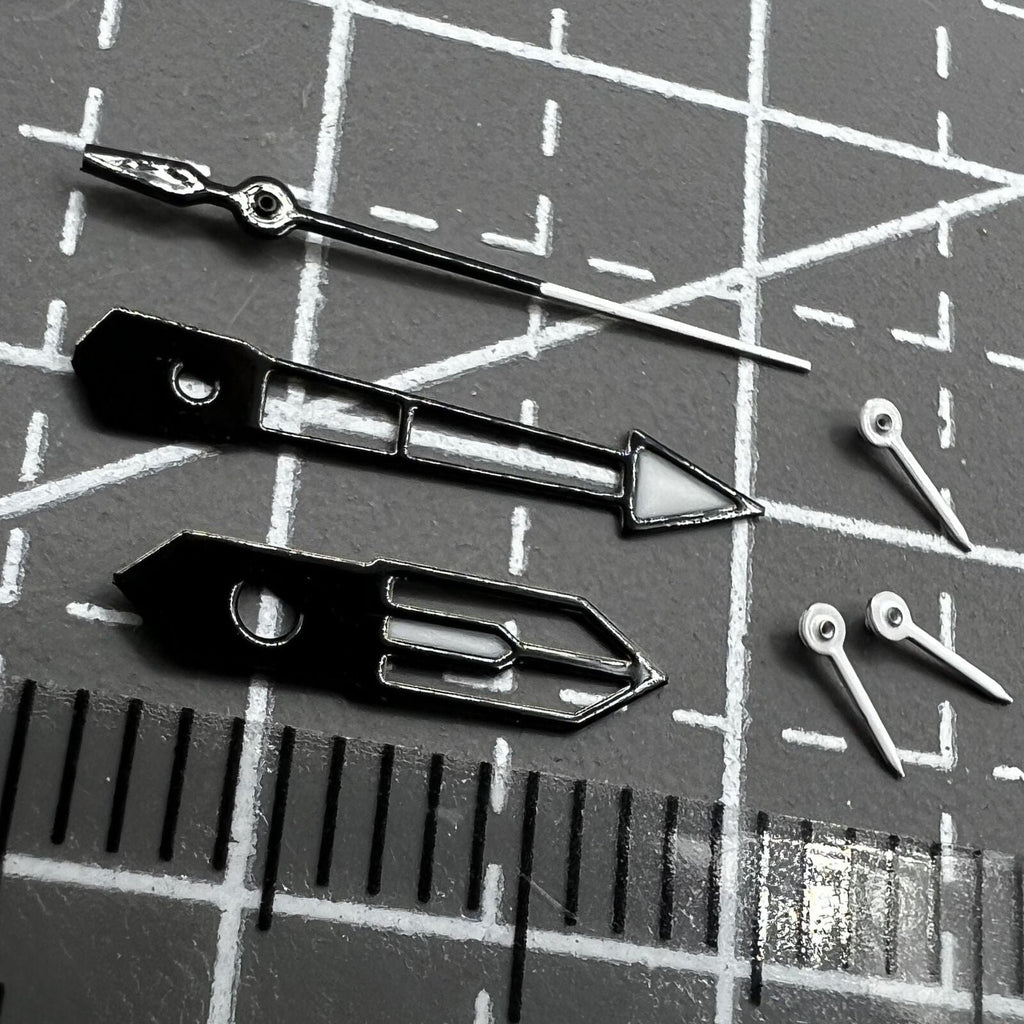 13mm Green Lume White+Black Trim Watch Hands Set for PE90 Movement