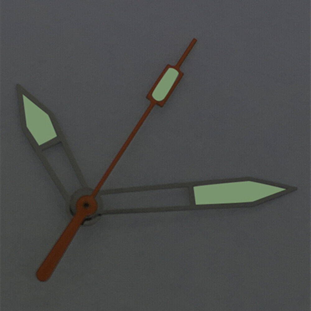 Orange Second Hand Green Lume Silver Trim Hands Set for ETA2836/2846/2824/2846