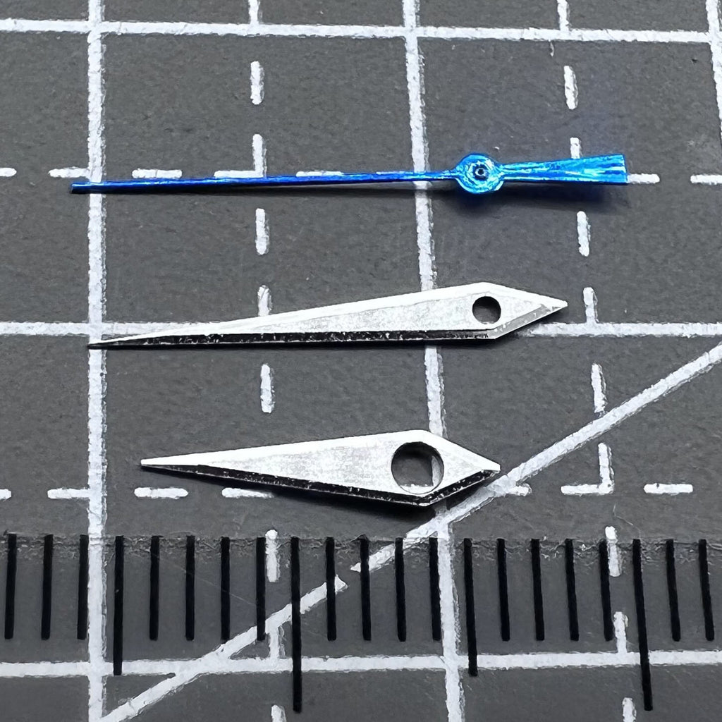 12.5mm Silver+Blue Brushed Process Hemming No Lume Watch Hands for Seiko NH35/36