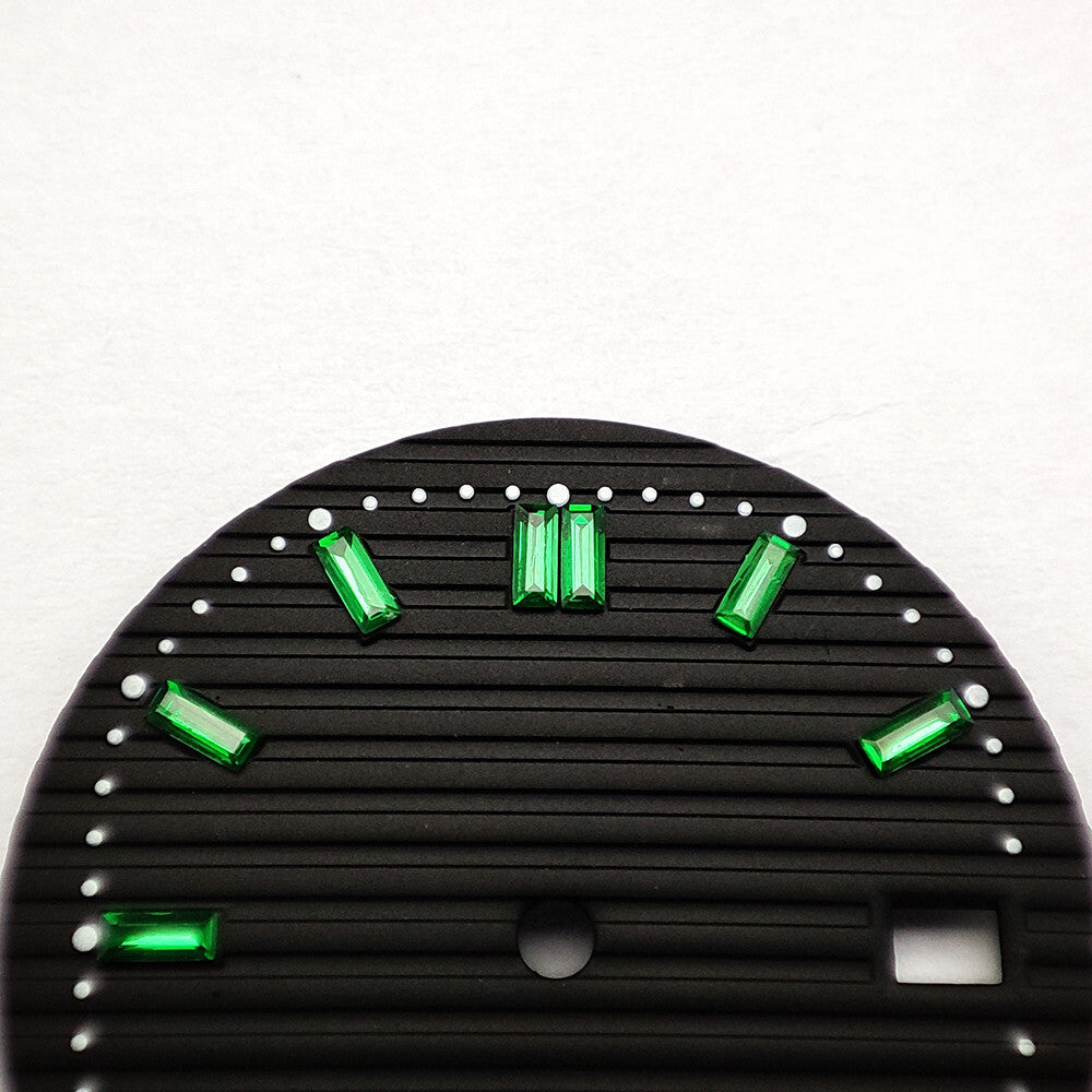 29.8mm Green Imitation Gemstone Nail Black Watch Dial for NH35 Movement
