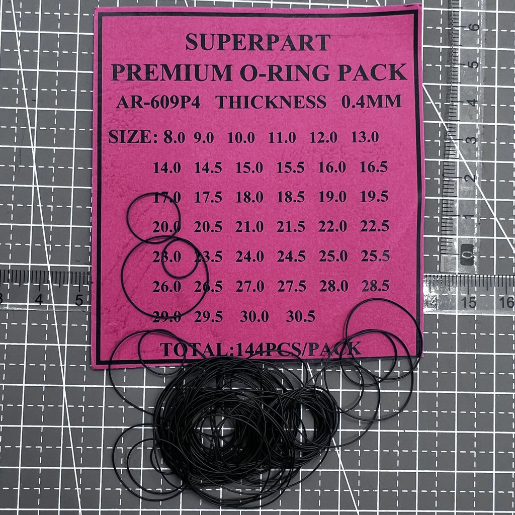 144pcs 0.4mm Thickness 40 Sizes Waterproof O Ring Kit Watch Back Gasket Washers