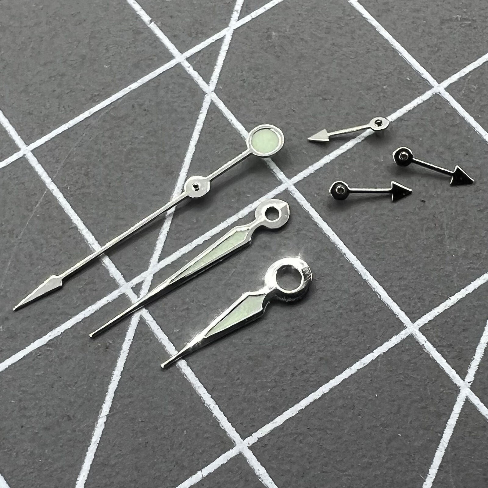 2 Sets Silver Trim Green Luminous Pointed Hands for Miyota OS10 OS20 OS60 OS80