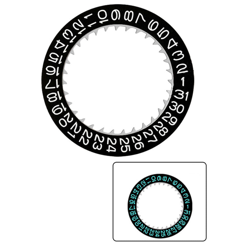 Disk Date Wheel Blue Luminous Black Background White Font for Movement NH35 NH36