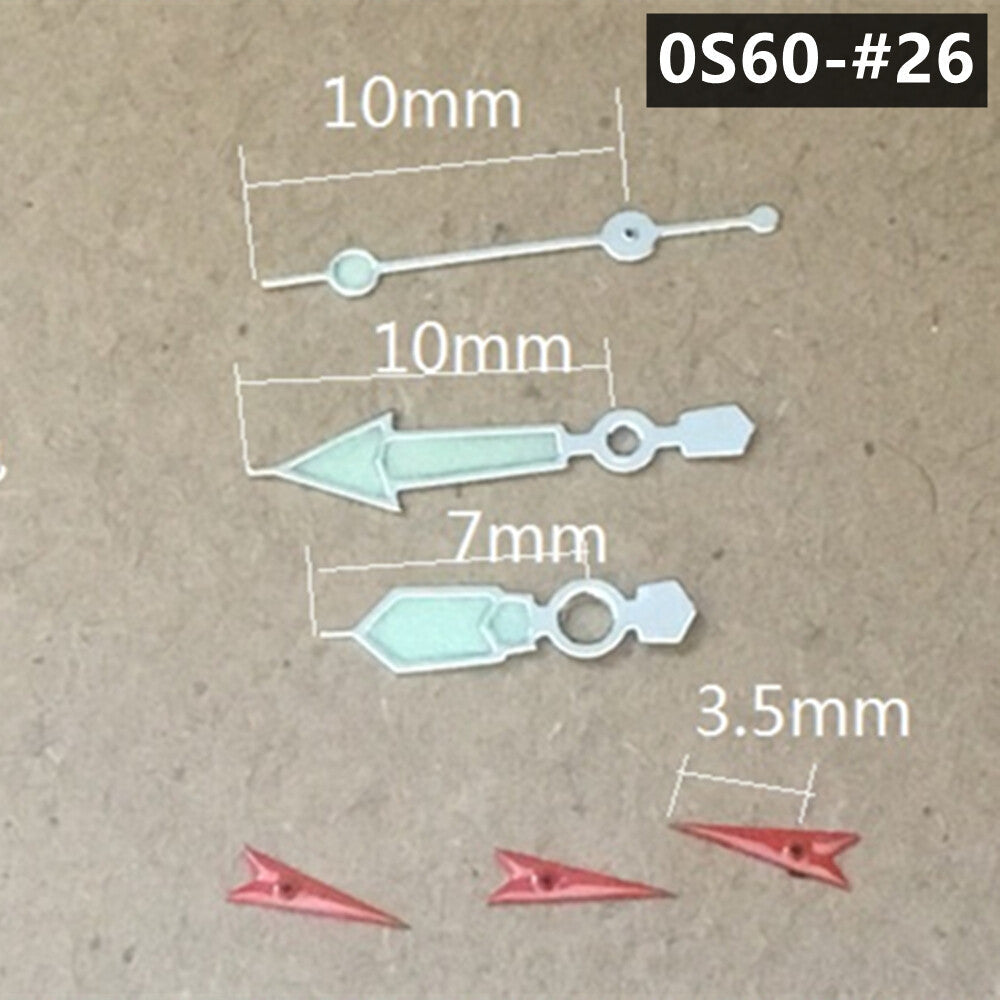 2 Sets Green Luminous Silver Trim Watch Hands for Miyota 0S60 OS60 Movement