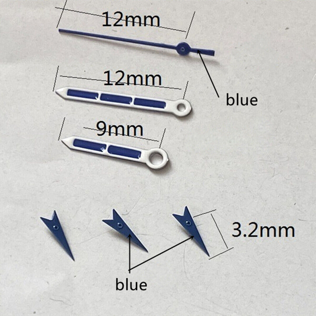 2 Sets 12mm Blue Painted Watch Hands for Miyota OS10 OS20 OS22 OS60 OS80 OS11