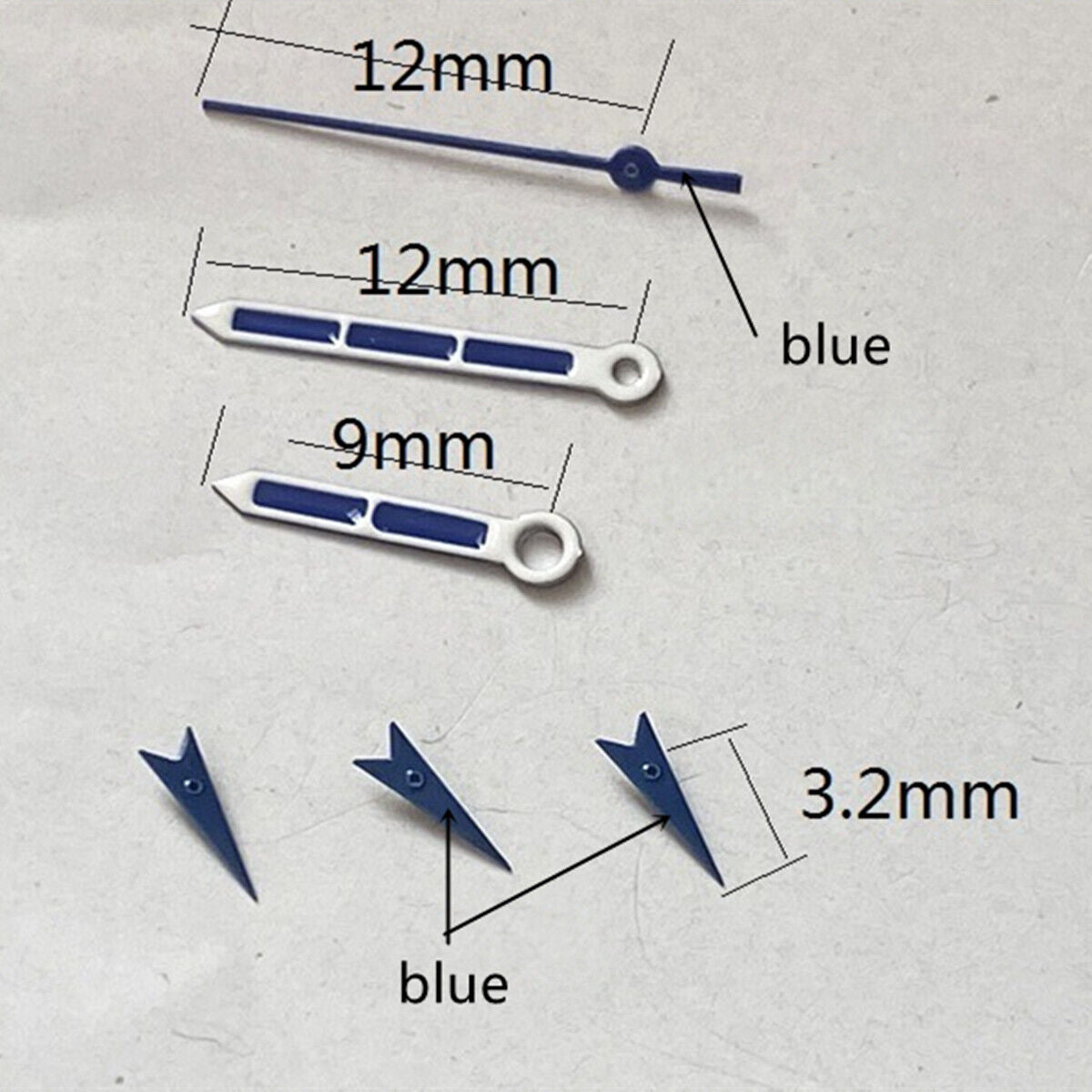 2 Sets 12mm Blue Painted Watch Hands for Miyota OS10 OS20 OS22 OS60 OS80 OS11