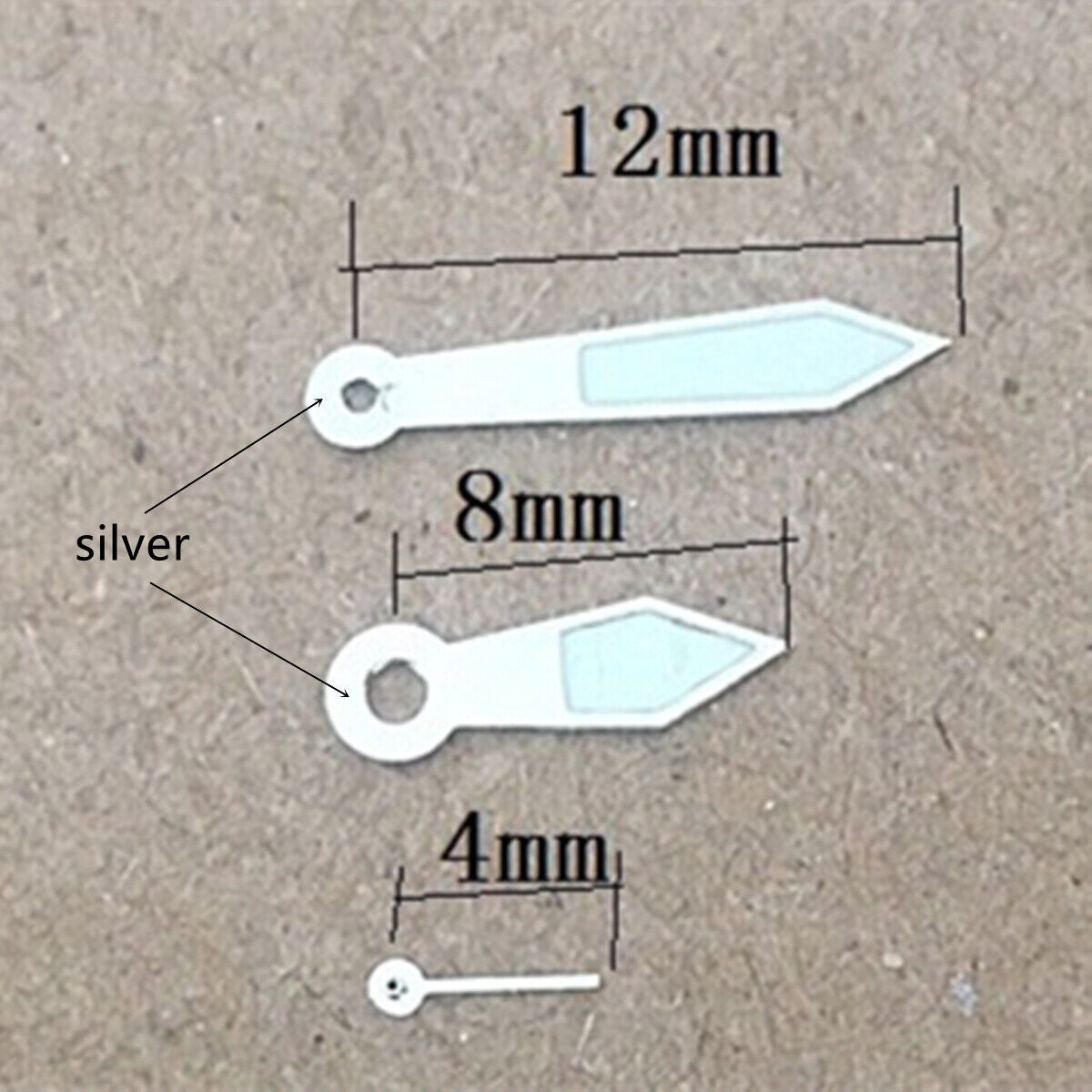 2 Sets/Pack 12mm Silver Trim Green Lume Watch Hands for Miyota 1L45 Movement