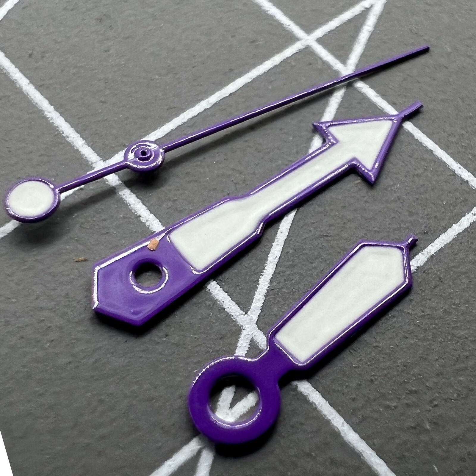 2 Sets Purple Trim White Painted Green Lume Watch Hands for NH35 NH36 7S26