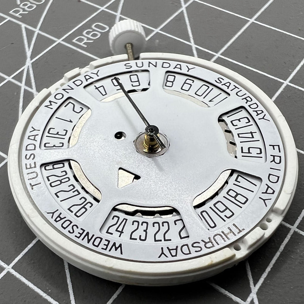 Swiss ISA 1198 Quartz Movement Day Date White Dial Date@6