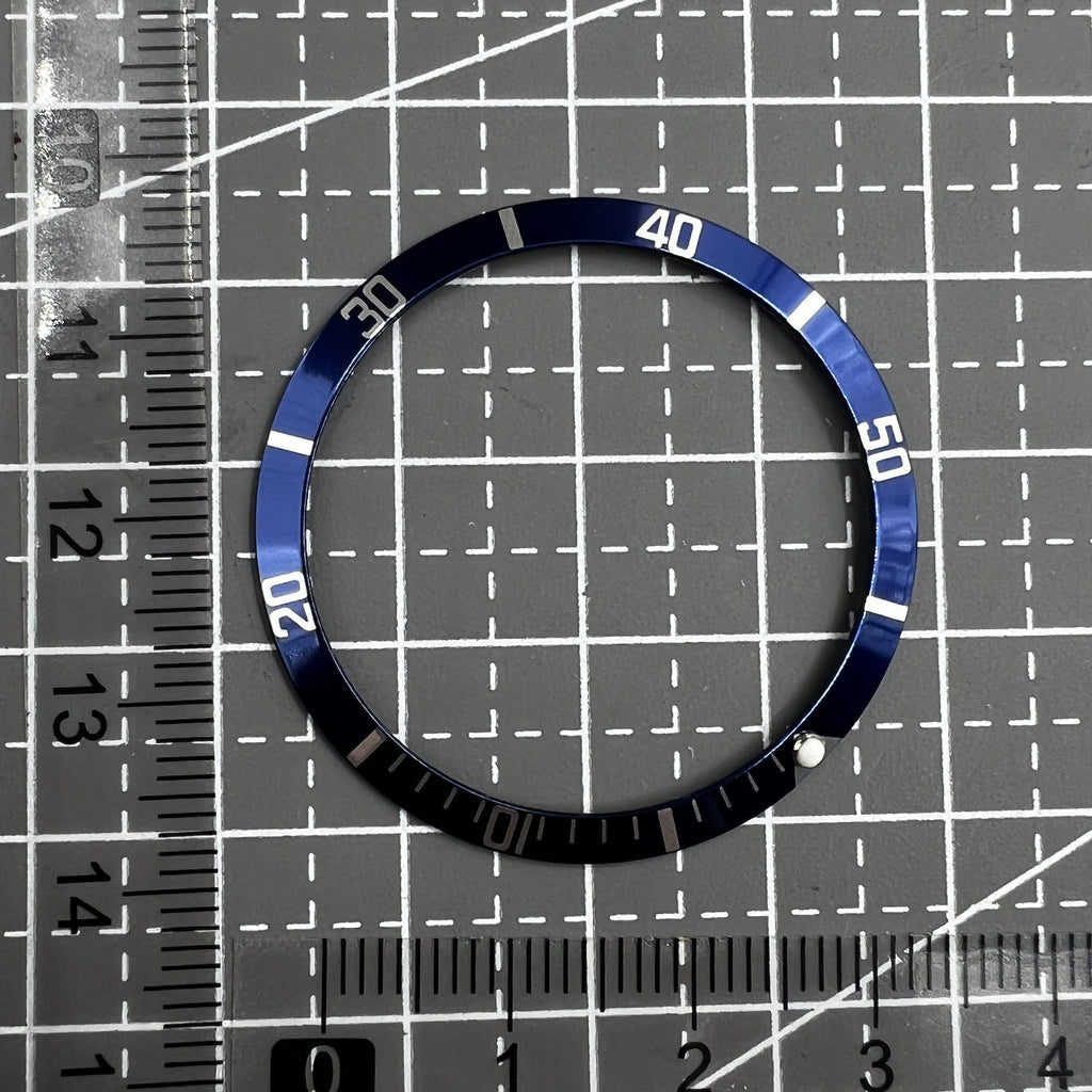 36.5*30.8mm Vintage Aluminum Alloy Slope Green Luminous Dark Blue Watch Bezel