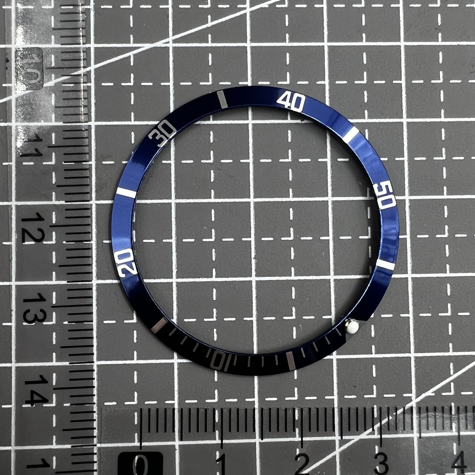 36.5*30.8mm Vintage Aluminum Alloy Slope Green Luminous Dark Blue Watch Bezel