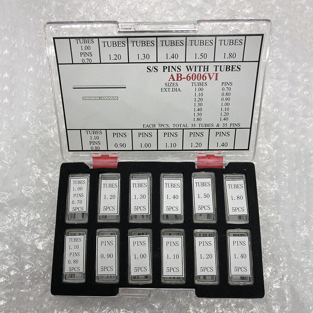 AB-6006VI Watch Band Part Pressure Stainless Steel Pins with Tubes 60PCS/Box