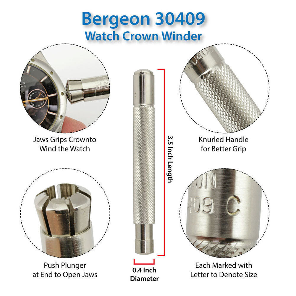 Bergeon 30409-C Watch Winding Winder Tool Suits Buttons 4-6 mm