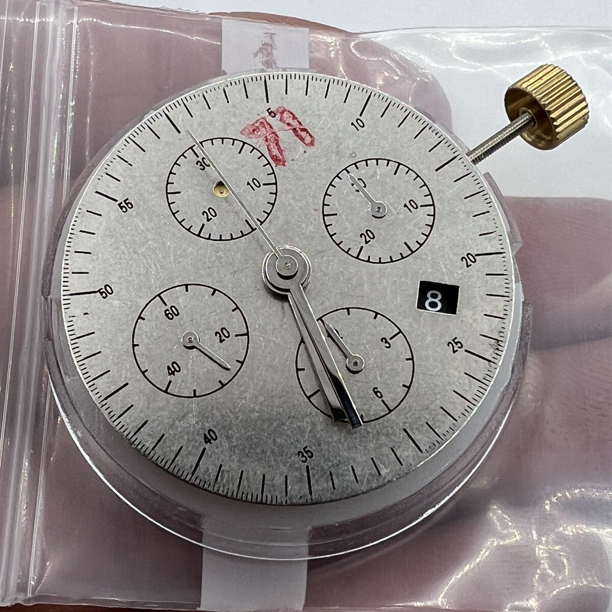 China Made Black Dandong 7753 7750 Automatic Mechanical Movement Small Second@9