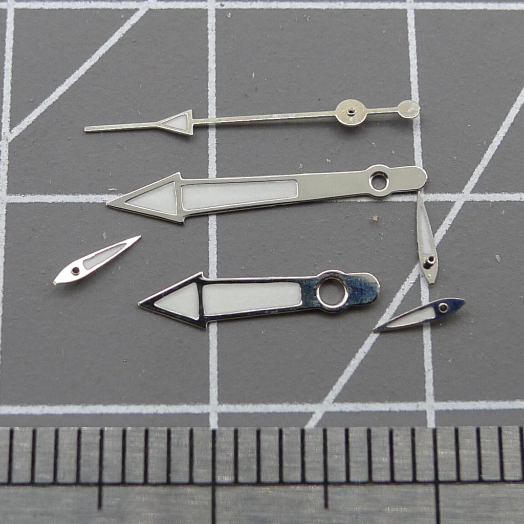 13mm Silver Trim Green Lume Watch Hands for Miyota OS10 OS20 OS22 OS60 OS80