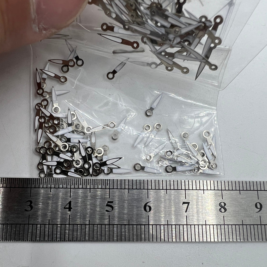 100 Sets 10mm Silver Trim Green Lume Watch Hands for Miyota 2035 Quartz Movement