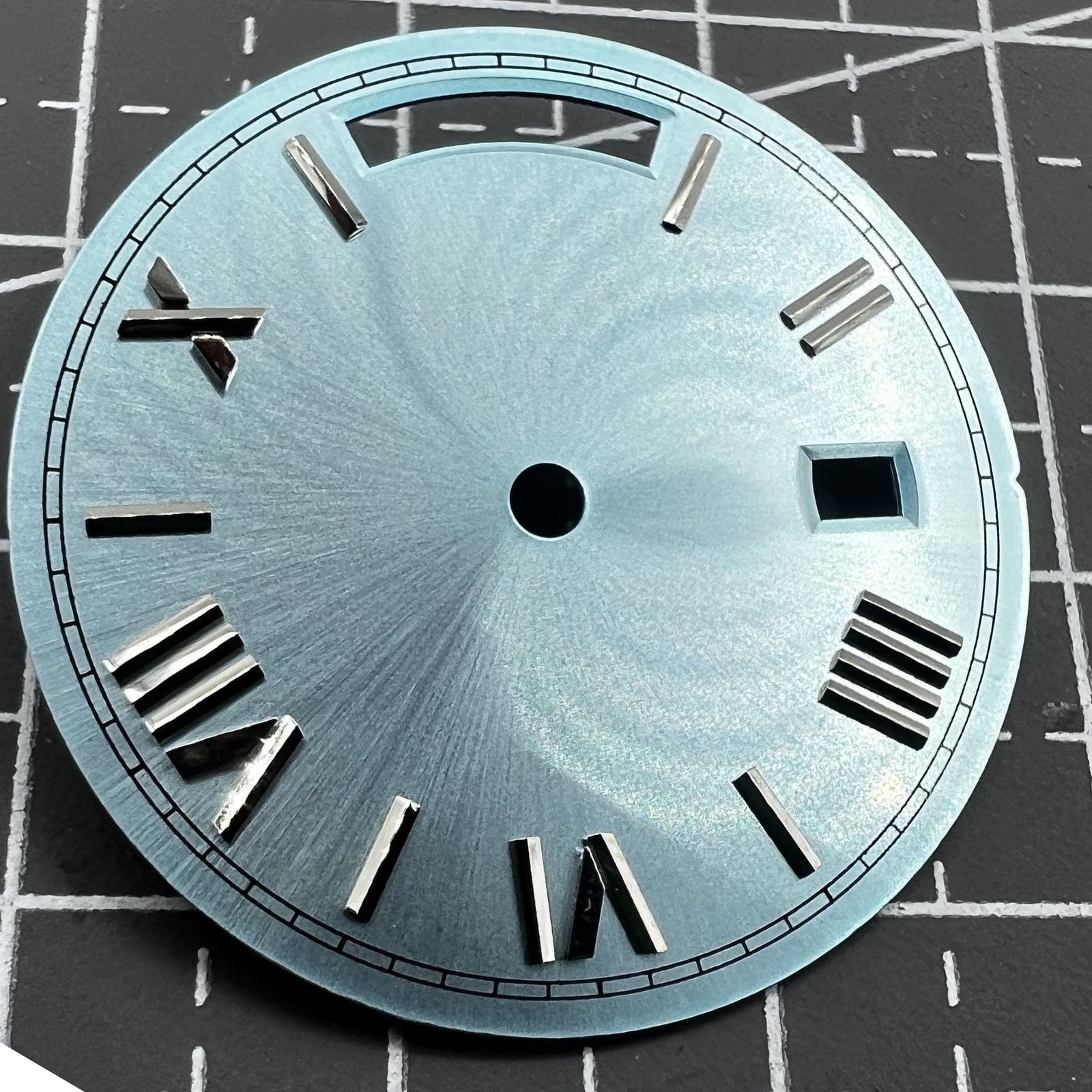 28.5mm No Lume Silver Nail Light Blue Watch Dial for Movement Seagull ST1644