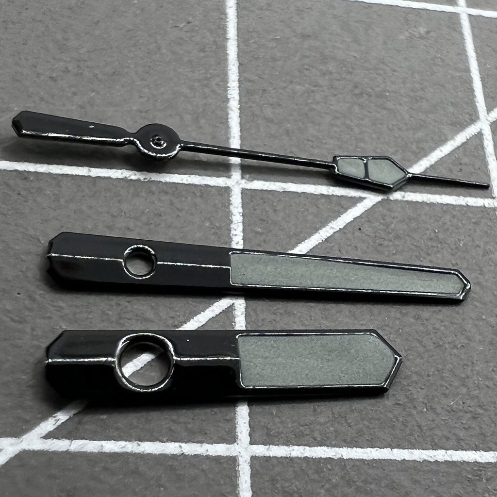 2 Sets Green Lume Black Trim Grey Painted Watch Hands for NH35 NH36 7S26 7S36