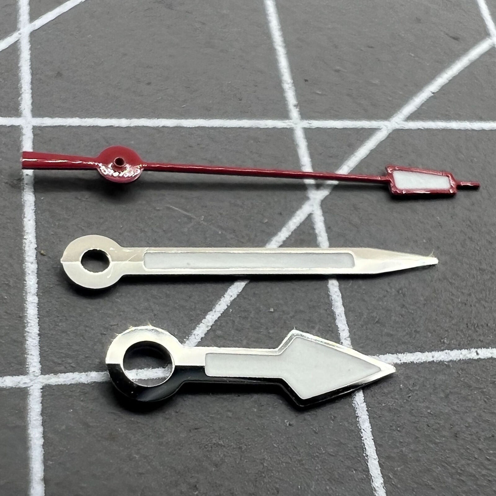 Green Lume Arrow Shape Silver Trim Red Second Hand Watch Hands Fit NH35 NH36