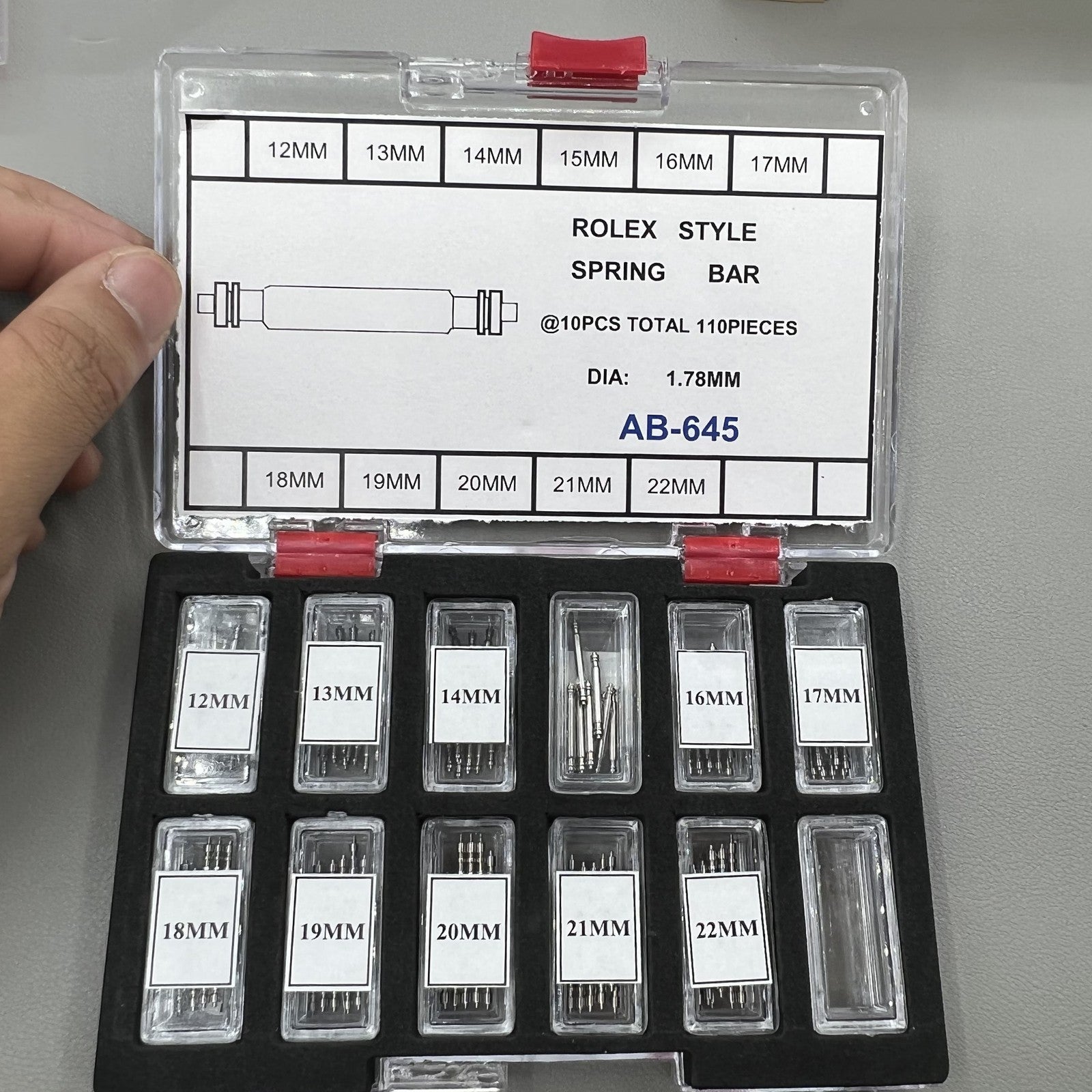 110 PIECES Dia 1.78mm RLX Style Spring Bar Assortment Watch Repair Kit Tool